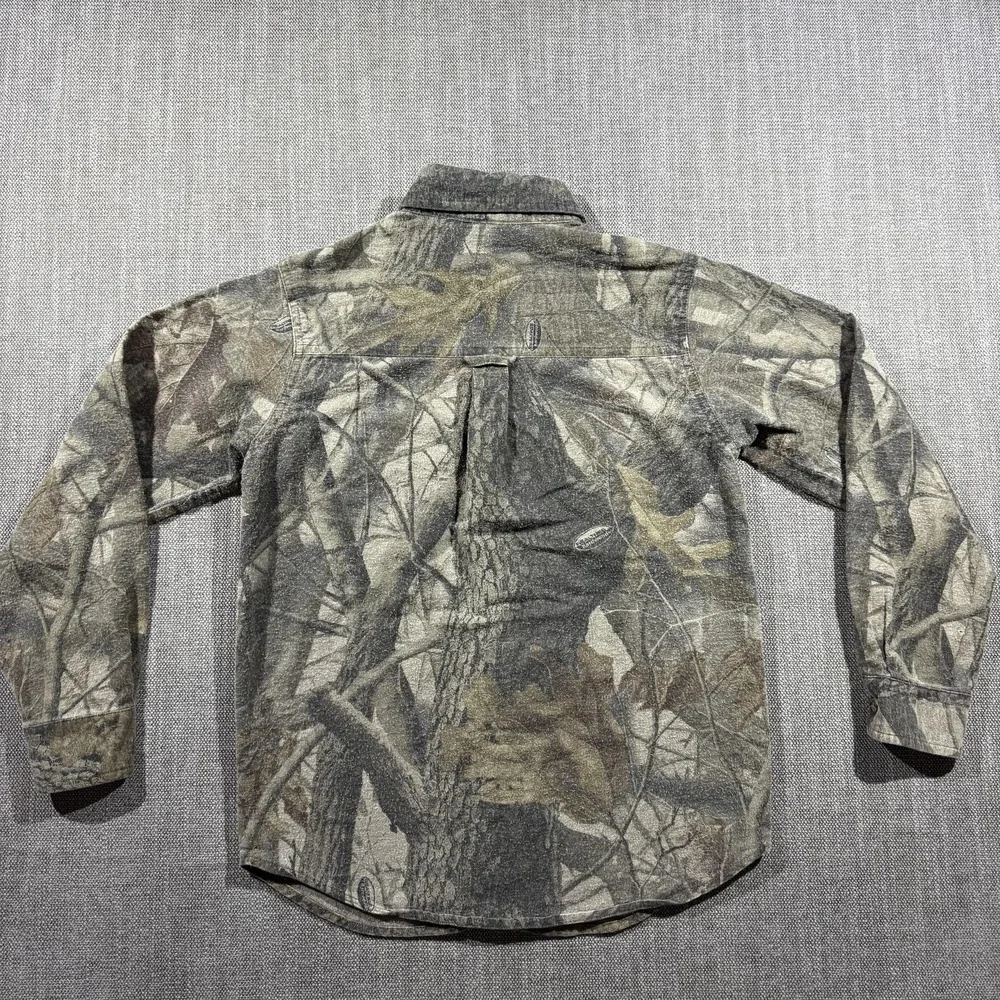 Woolrich‎ Shirt Youth 8-10 Brown Camo Flannel Long Sleeve Button Up Hunting